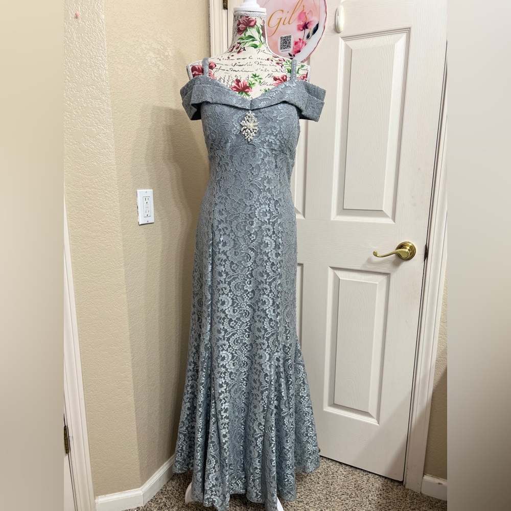 R&M Richards Silver sparkle Lace Dress